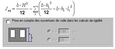 Comment calculer la rigidité d'un voile avec ouverture?